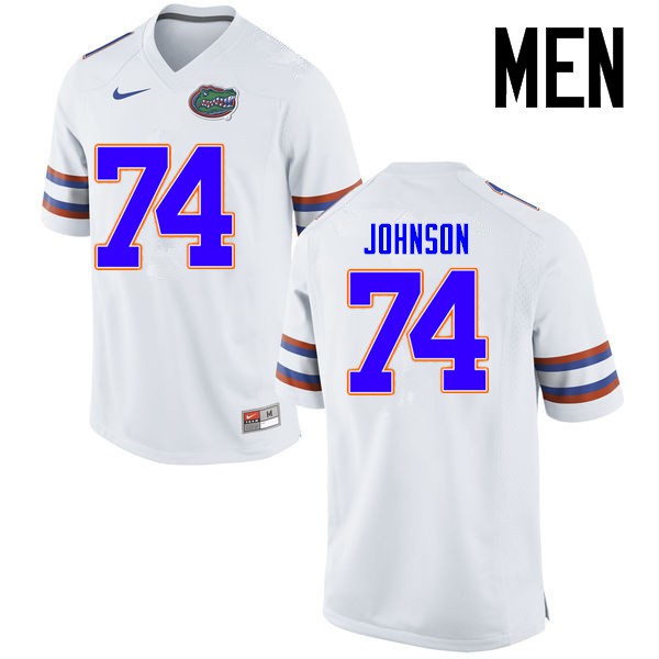 Florida Gators Men #74 Fred Johnson College Football Jerseys White